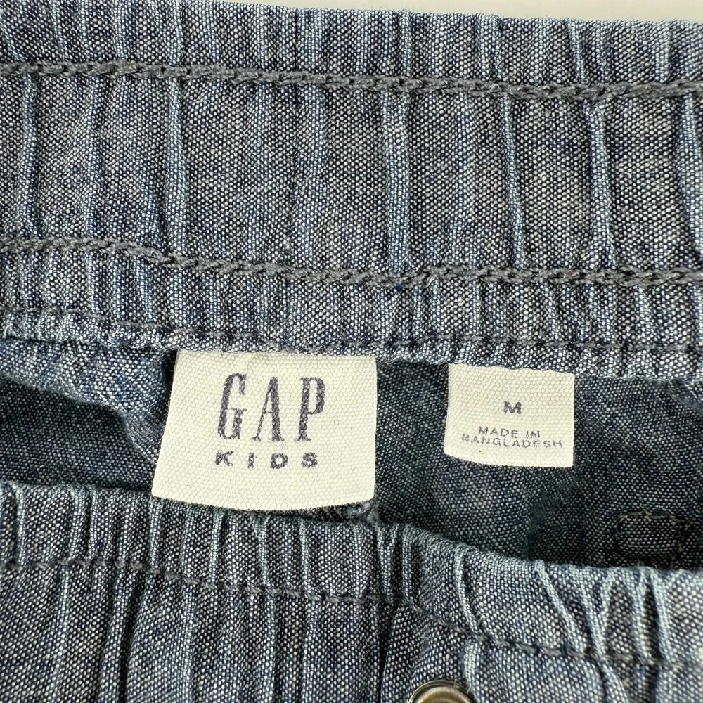 Gap Chambray Shorts Kids M Blue Drawstring‎ Elastic Waist Casual Everyday Wear